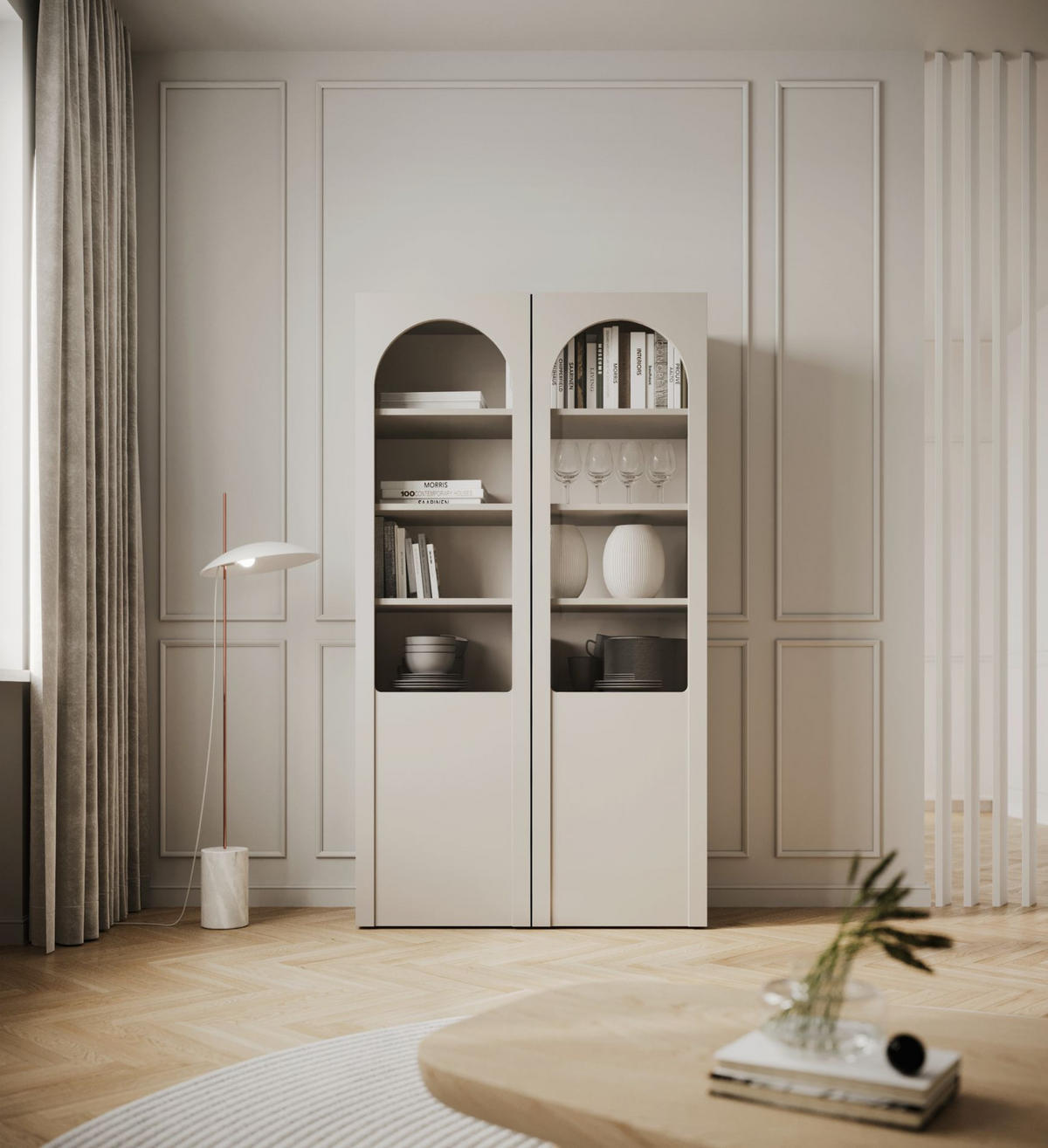 VITRINE Arkadia Kaschmirgrau 100 cm - Kaschmir, Holzwerkstoff (100/180/33cm) - Selsey