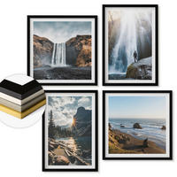 WANDBILDER 4er-Set - 50x50 cm & 40x60 cm Schwarzer Rahmen - Wasserfälle, Berge, Landschaften, Natur - Schwarz, Kunststoff (50/50cm) - ArtPrintCave