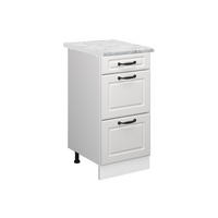 SCHUBLADENSCHRANK R-Line Weiß Landhaus 40 cm AP Marmor - Weiß, Holzwerkstoff (40/81.6/60cm) - Vicco