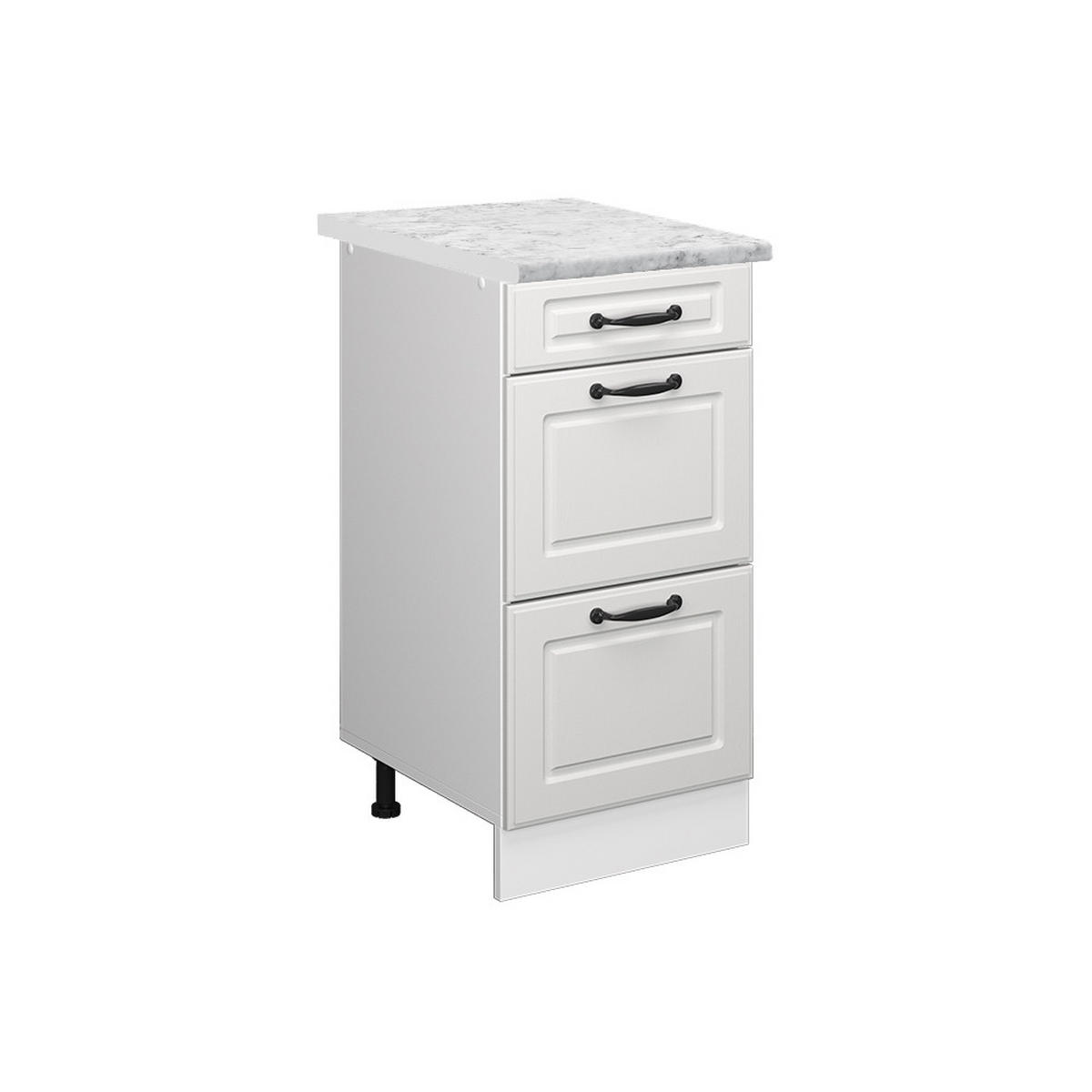 SCHUBLADENSCHRANK R-Line Weiß Landhaus 40 cm AP Marmor - Weiß, Holzwerkstoff (40/81.6/60cm) - Vicco