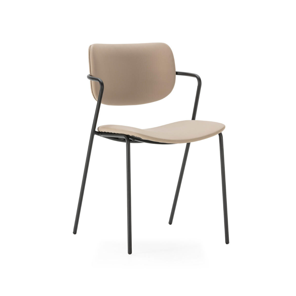 STÜHLEN (Set aus 2) mit schwarzen metallbeinen - maika 49/55/48 cm - Taupe, Kunststoff (55/48/49cm) - Calicosy