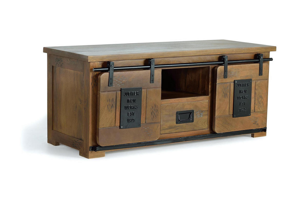 TV-SCHRANK aus Mangoholz und Metall - Braun, Holz (130/55/50cm) - Giner y Colomer