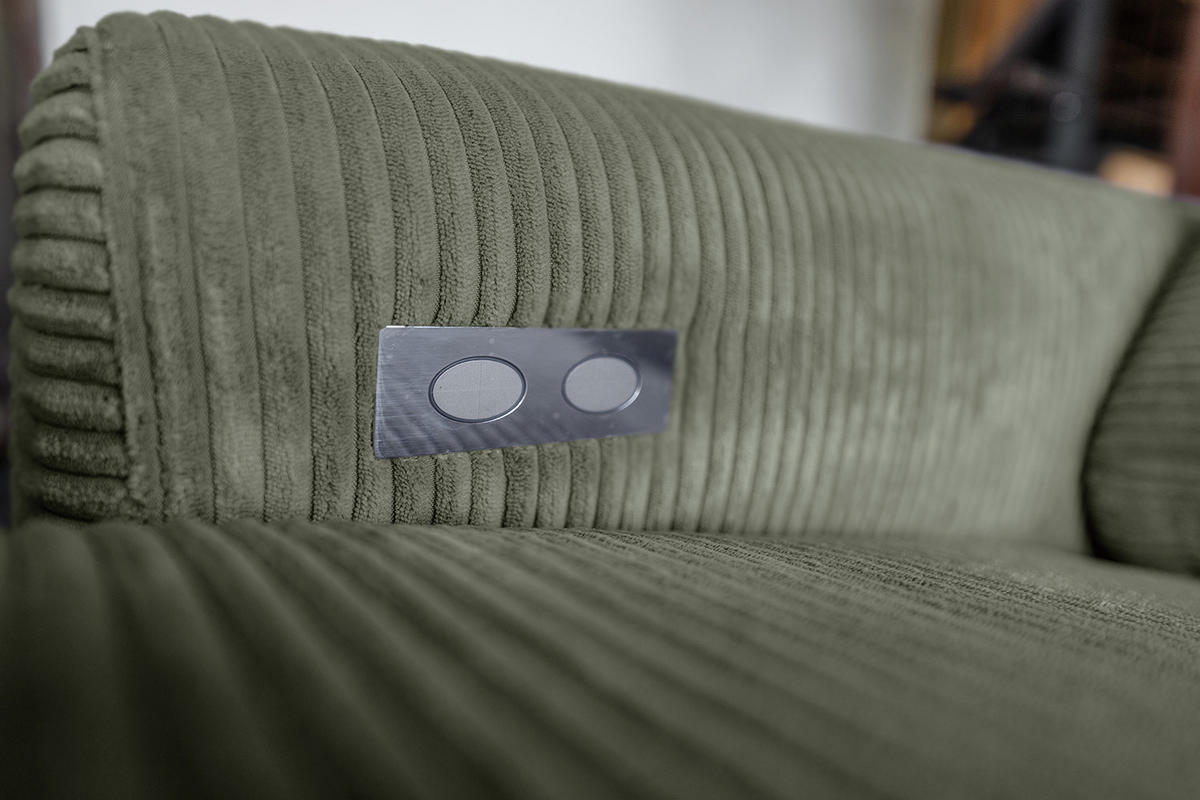 ECKSOFA LAISKA Grün Cord - Schwarz/Olivgrün, Textil/Metall (282/177cm) - KAWOLA