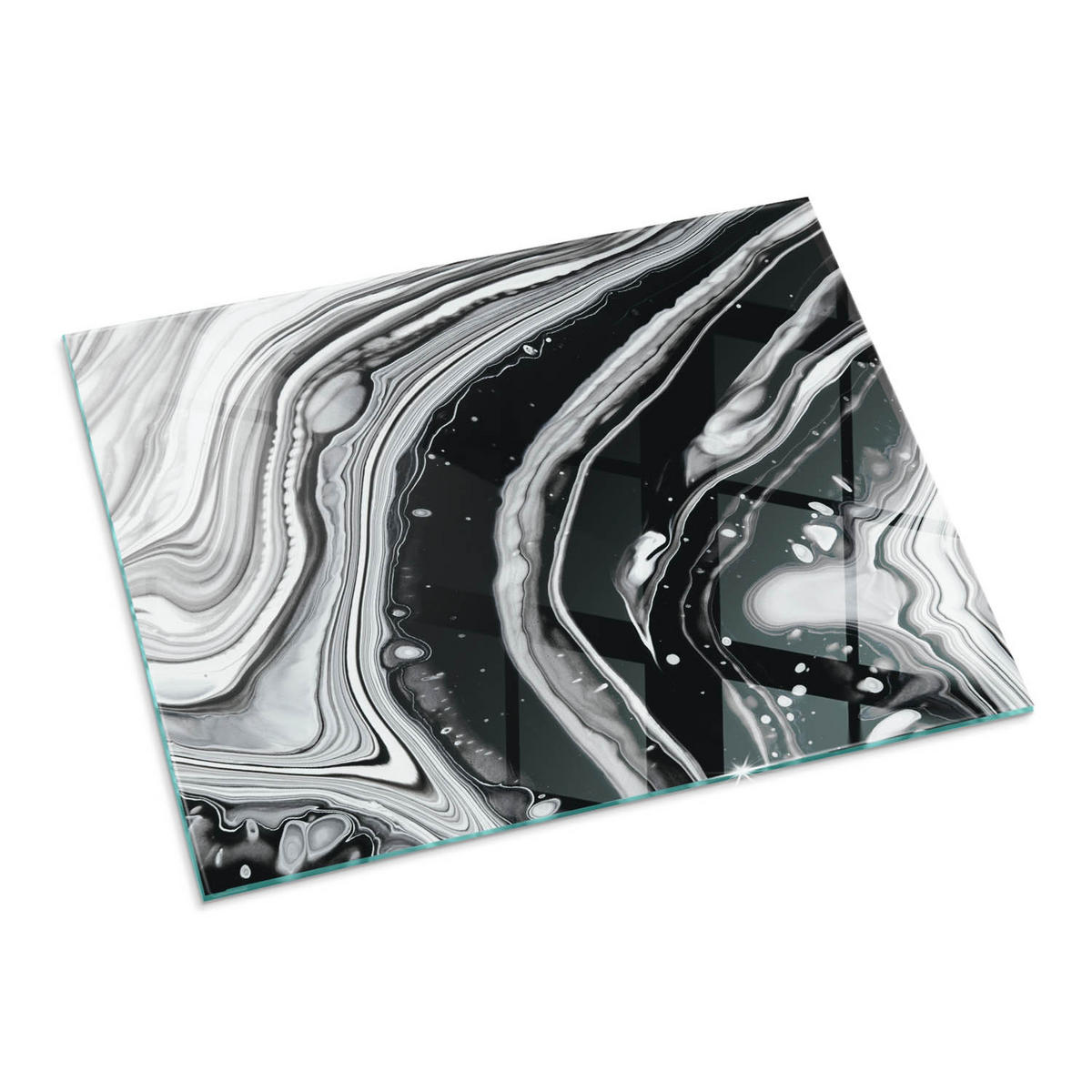 GLASPLATTE für Kamin 80x60 cm Schwarz Weiß - Multicolor, Glas (80/60/0.4cm) - ArtPrintCave