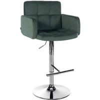BARHOCKER Lausanne Samt chrom dunkelgrün - Chromfarben/Grün, Textil/Metall (60/113/56cm) - TPFLiving