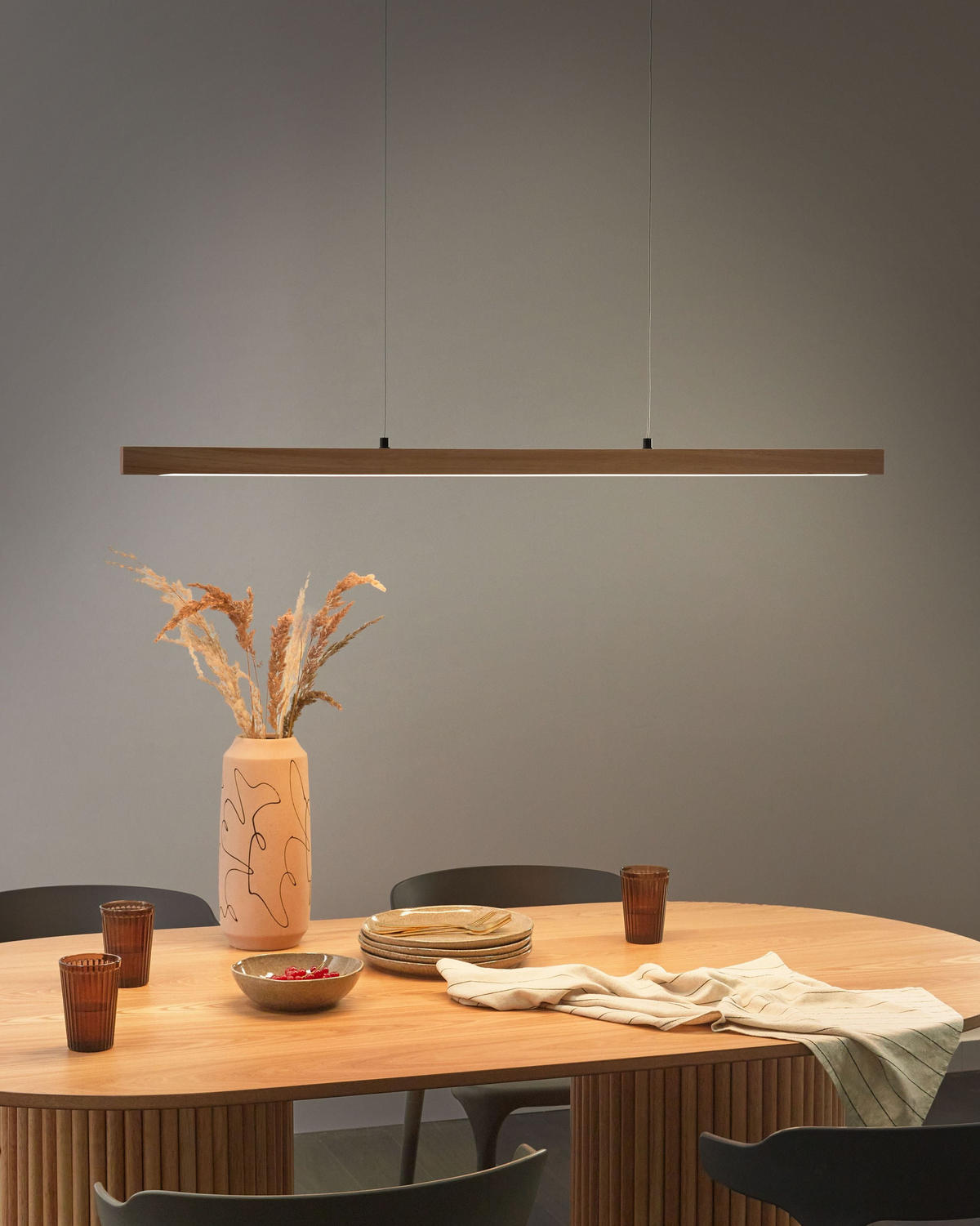 LED-HÄNGELEUCHTE Braun Stewarts - Braun, Holz (6/115/125cm) - Beliani