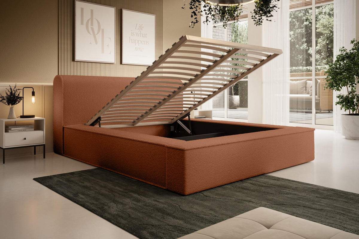 POLSTERBETT aus Polstermaterial Pedrosa 180x200 cm, Braun - Braun, Textil (180/200cm) - Fedve