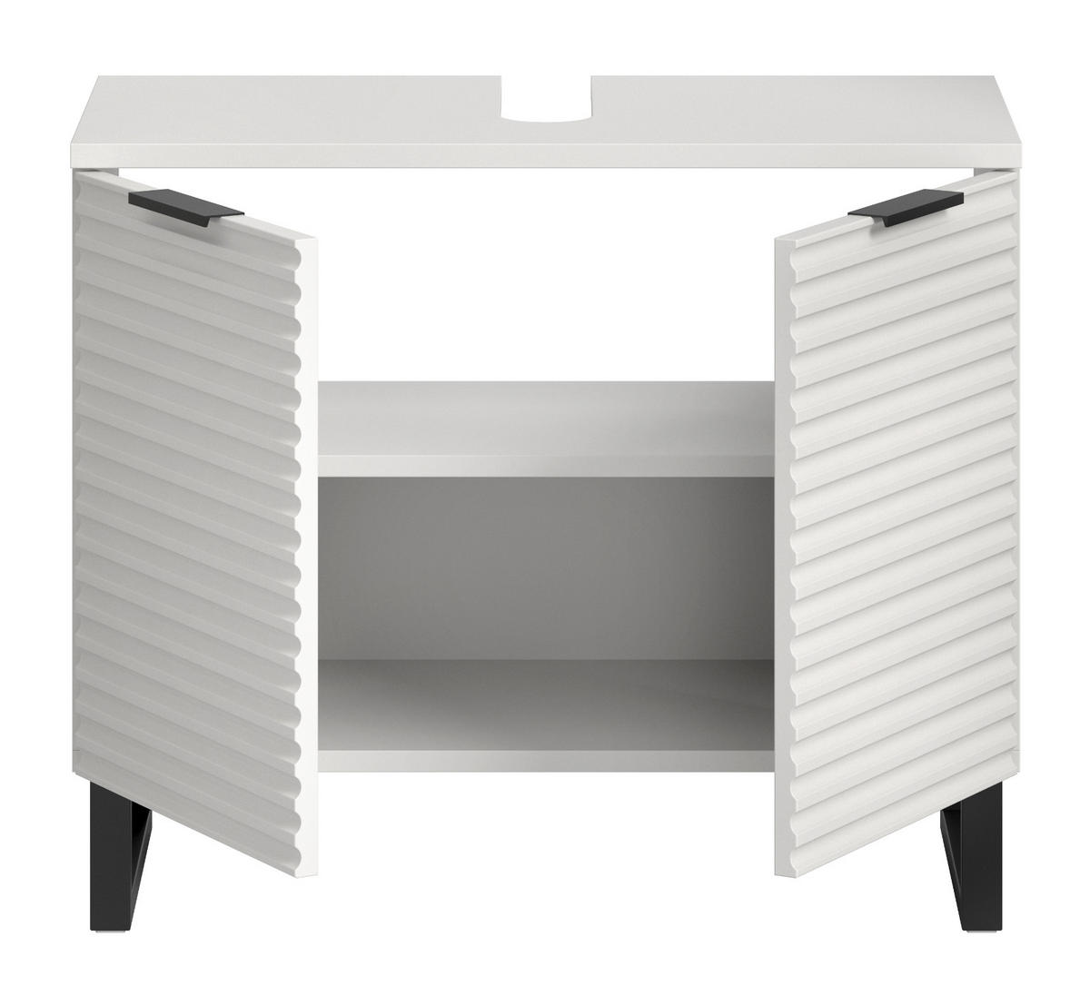 WASCHBECKENUNTERSCHRANK weiß 70 cm, mit Soft-Close - Schwarz/Weiß, Holzwerkstoff/Metall (70/59/34cm) - Inn.Furn