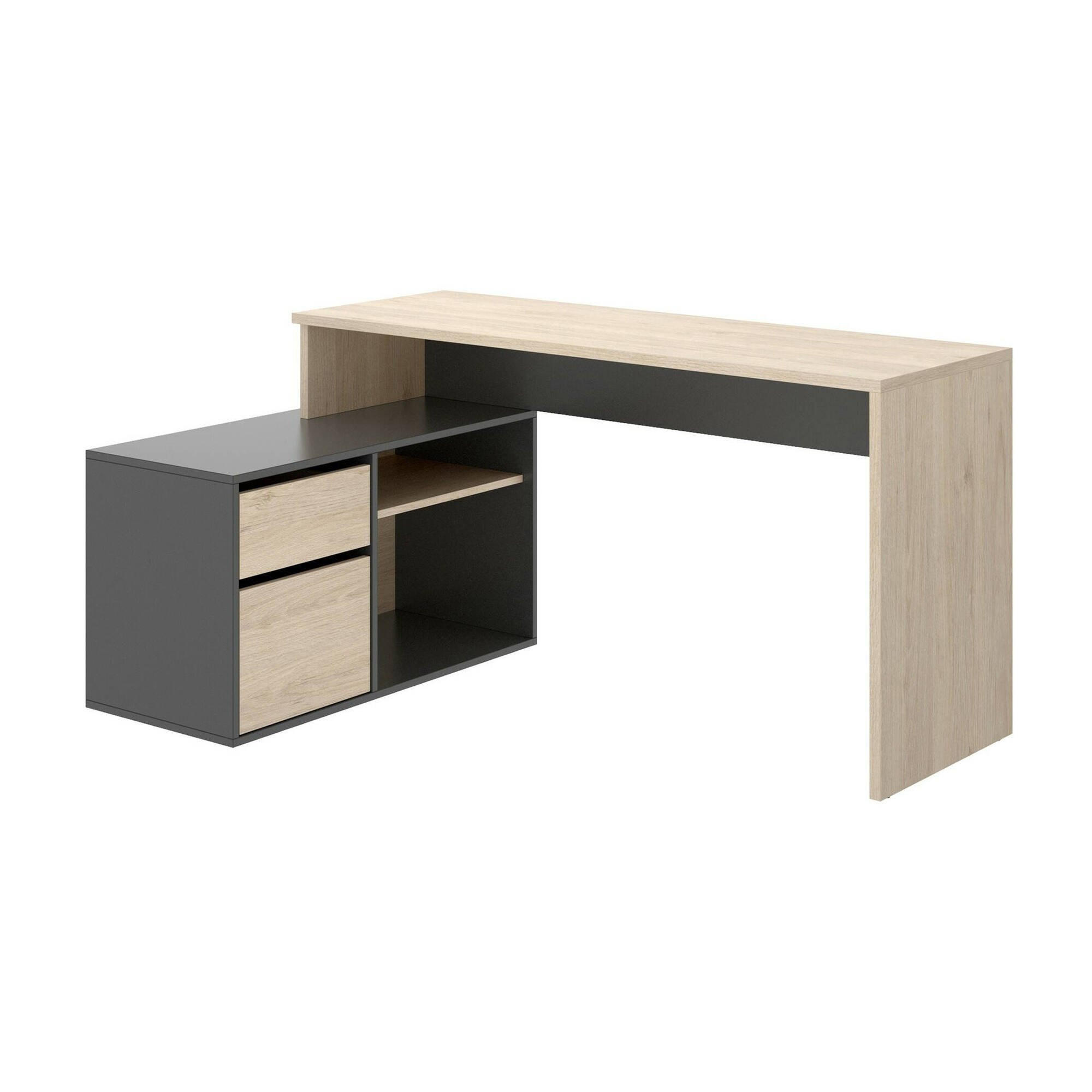 ECKSCHREIBTISCH Eiche, Anthrazit 92/139/75 cm - Schwarz, Holzwerkstoff (92/139/75cm) - DMORA