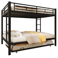 ETAGENBETT 140/200 cm aus Metall mit Ausziehbett und hohen Geländern in Schwarz - Schwarz, Metall (140/200cm) - Flora Grace