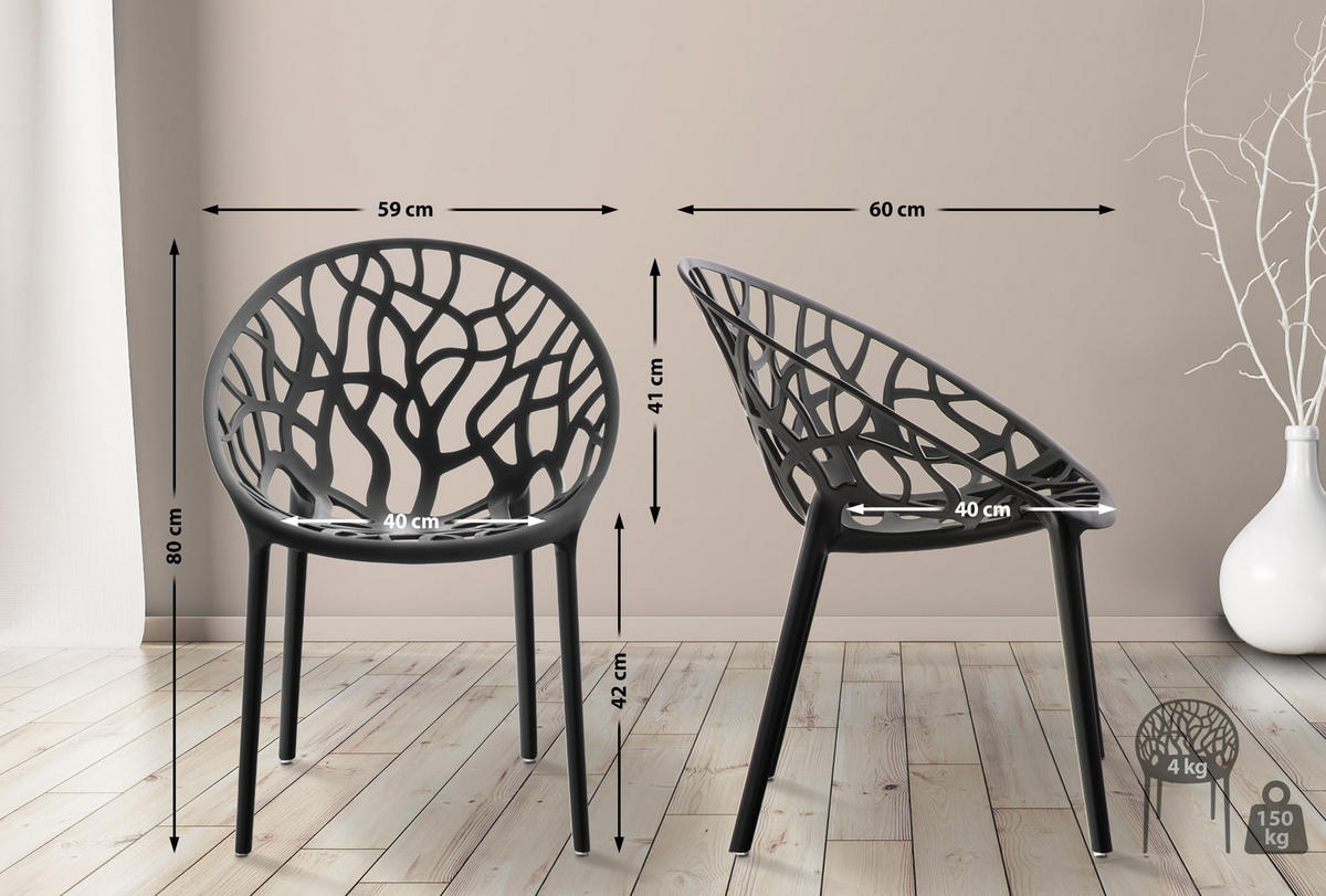 GARTENSTUHL Kunststoff schwarz - Schwarz, Kunststoff (59/80/60cm) - CLP