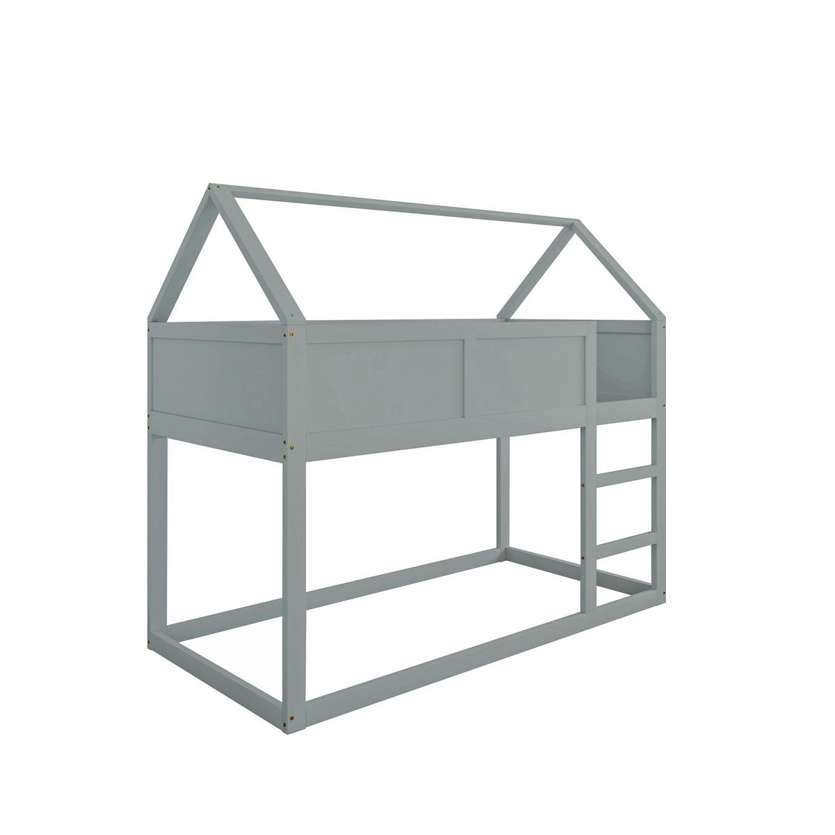 ETAGENBETT 90/200 cm grau mit Treppe aus Massivholz - Grau, Holz (90/200cm) - OKWISH