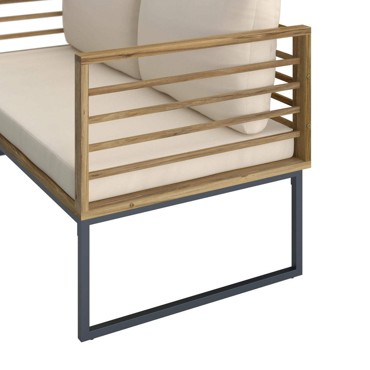 LOUNGEGARNITUR Silas Creme Holz/Outdoorstoff/Metall - Creme, Holz - Bessagi Garden