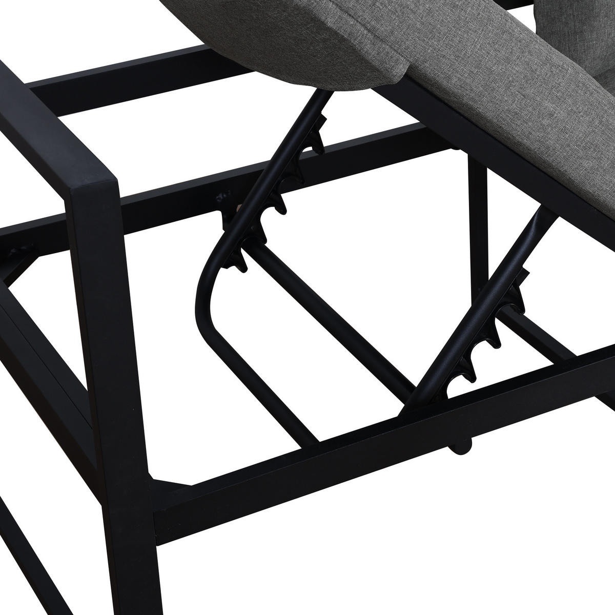 GARTENMÖBEL 199x60cm schwarz/grau aus Aluminium, mit Relax-Funktion - Grau, Metall - Modfu