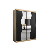 SCHWEBETÜRENSCHRANK 200/150/62 2-türig - Silberfarben/Schwarz, Holz/Kunststoff (150/200/62cm) - Abiks Möbel