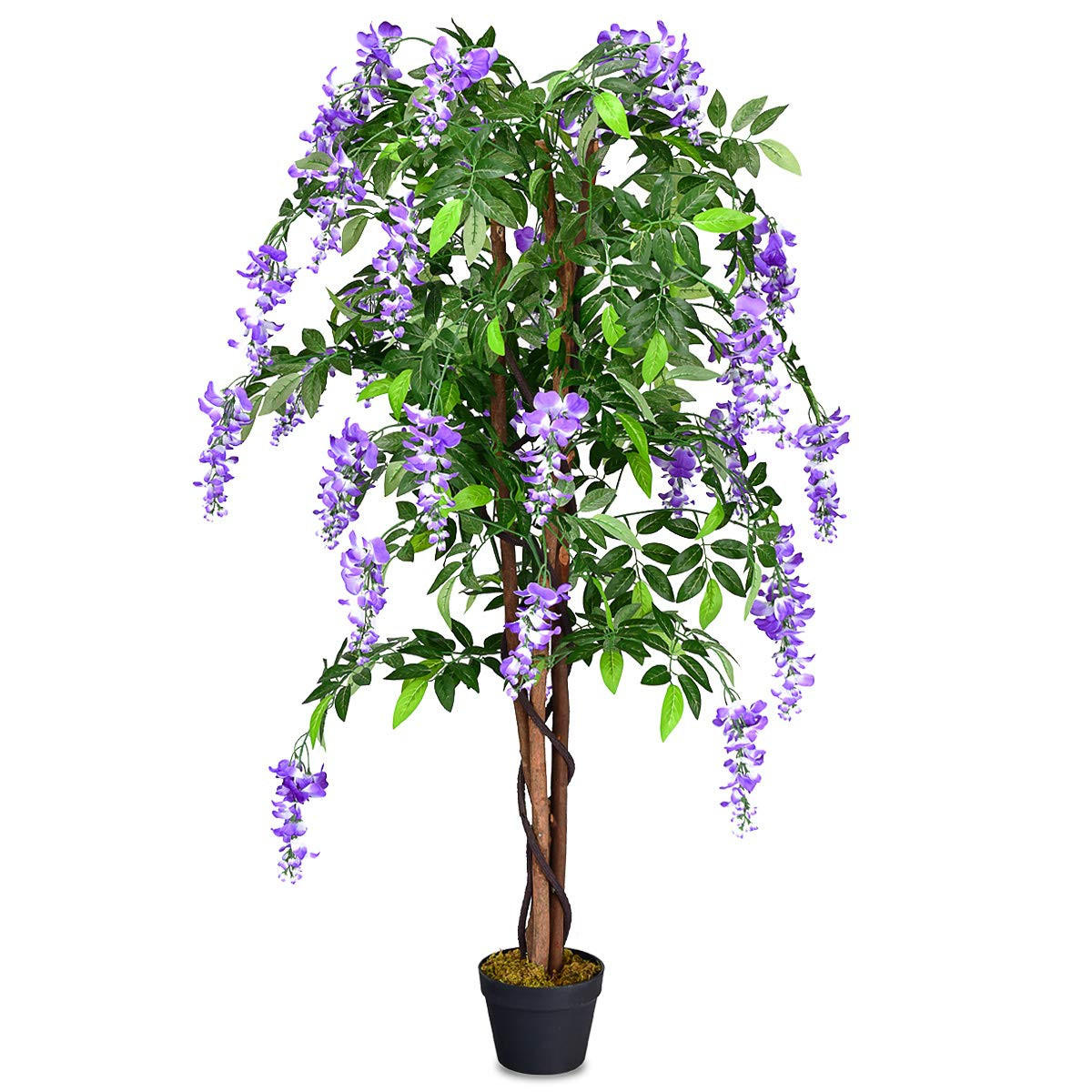 KUNSTPFLANZE mit Blüten Purpur - Lila, Kunststoff (150cm) - COSTWAY
