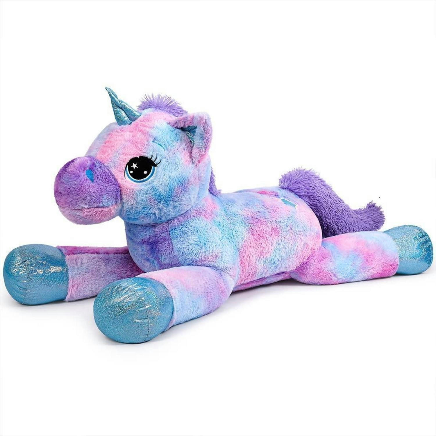 PLÜSCHTIER Einhorn 80 cm, blaues Regenbogen-Kuscheltier - Multicolor, Textil (16/19.1cm)