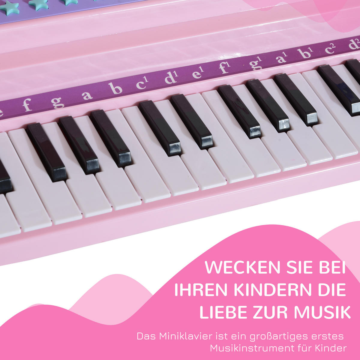 KINDER Klavier Piano - Rosa, Kunststoff (39/69/48cm) - HOMCOM