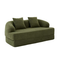 SCHLAFSOFA 2-in-1 Klappbett Grün Chenille 2-Sitzer mit Kissen - Grün, Textil (157/65/84cm) - Urban Meuble