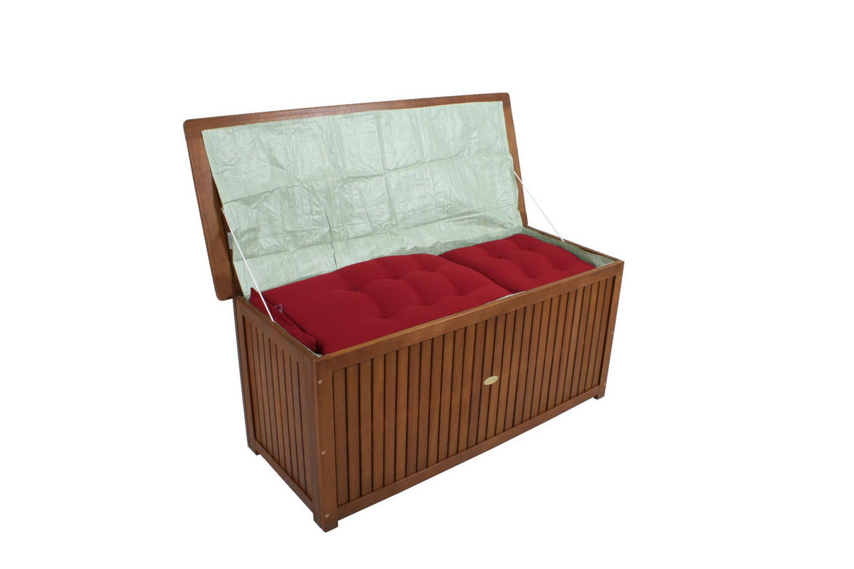 AUFLAGENBOX Joana Natur Akazie Gartenbox Kissenbox Outdoor - Naturfarben, Holz (125/58/55cm) - DELUKE