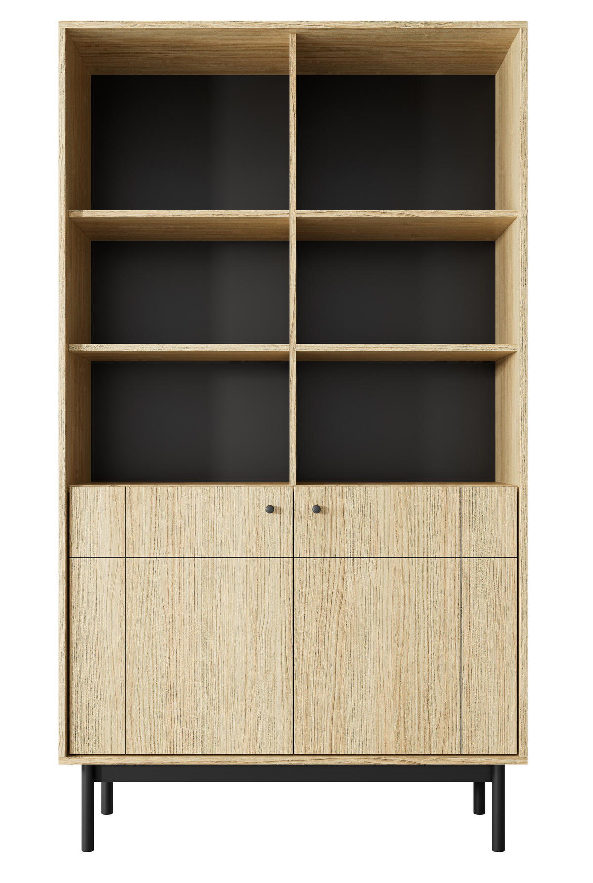 REGAL 100 cm Lunaris mit 2 Türen, Eiche Linea - Eichefarben, Holz (103/185/39cm) - Emporius