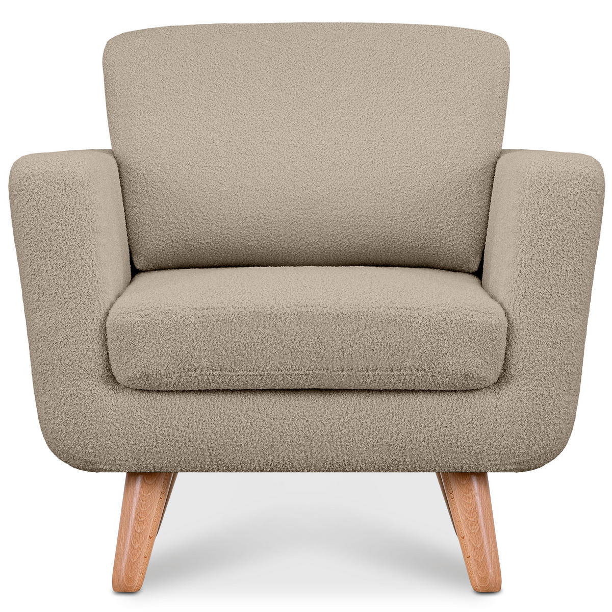 SESSEL TAGIO Massivholz-Beine, braun - Graubraun/Beige, Buchenholz/Textil (86/80/88cm) - KONSIMO®