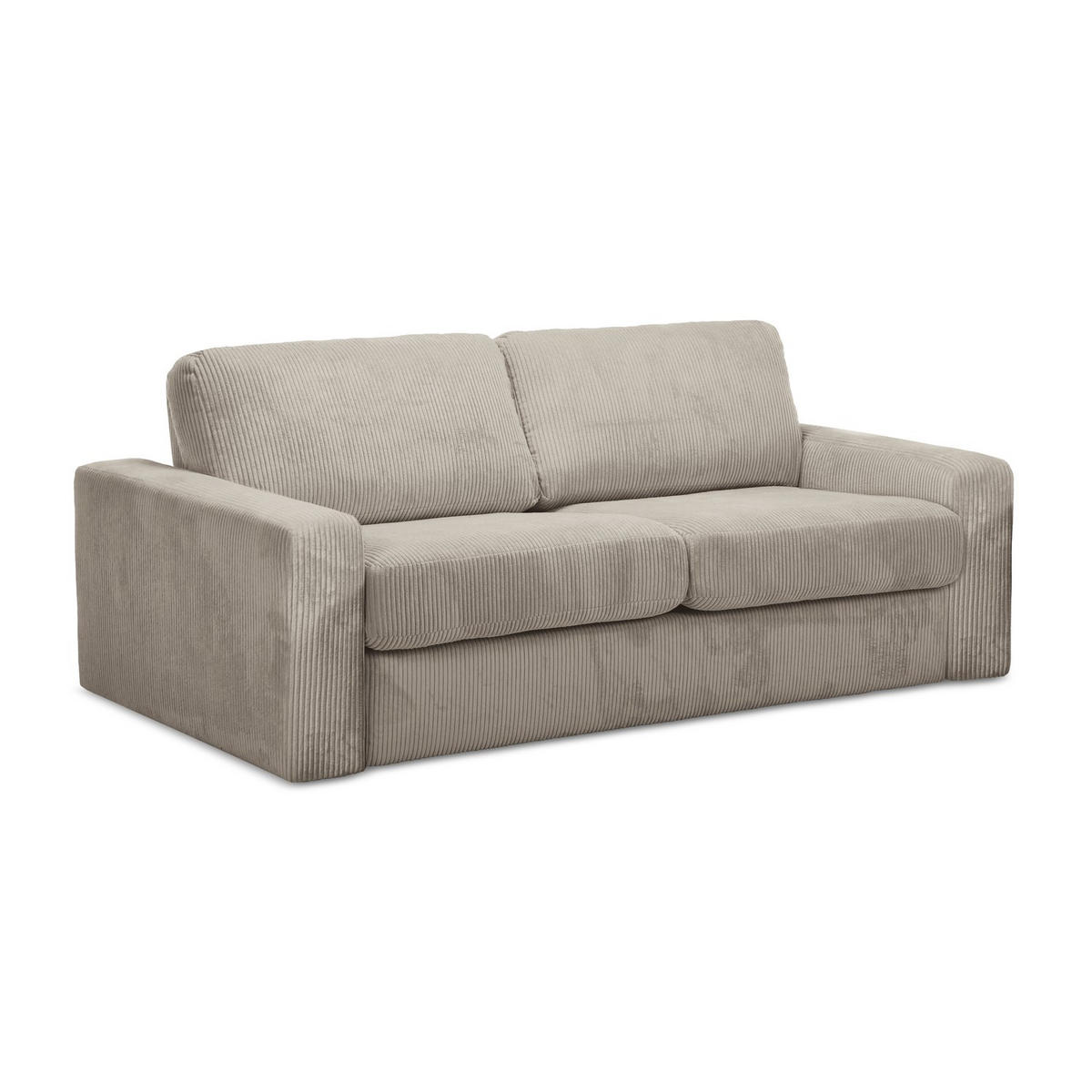 3-SITZER SOFA mit Schlaffunktion Cord Stoff Beige - Beige/Schwarz, Kunststoff/Textil (195/80/100cm) - LaMiaSofa