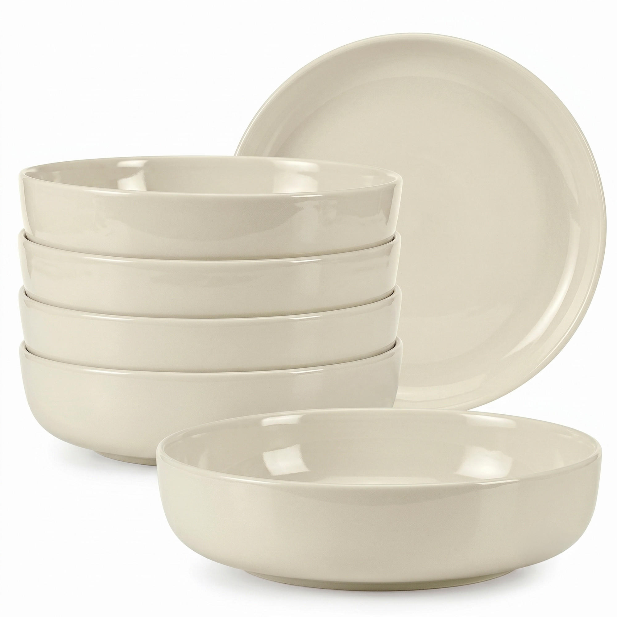TELLER-SET VICTO 6-tlg Suppenteller - Beige, Keramik (18cm) - KONSIMO®