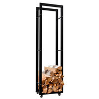 KAMINHOLZREGAL 40/25/150 cm Metall schwarz - Schwarz, Metall (40/150/25cm) - CLP