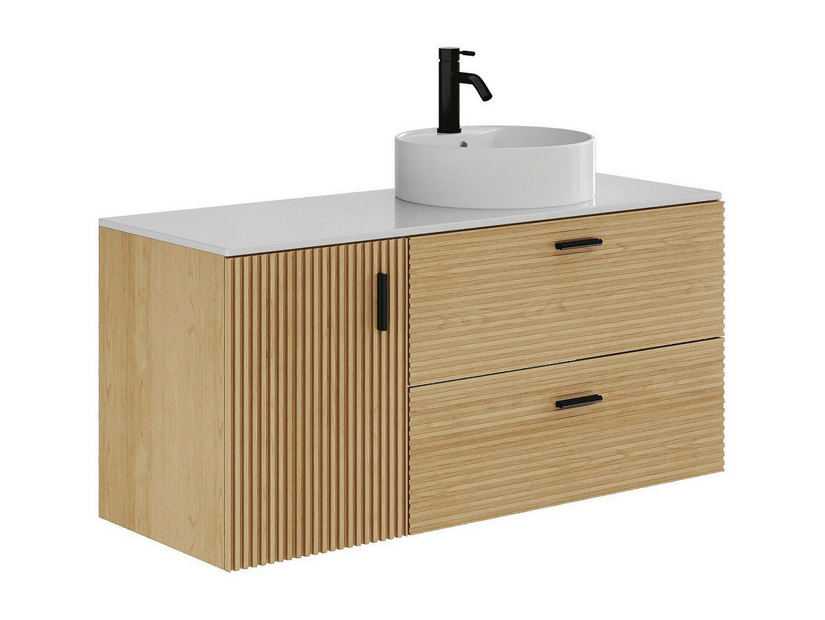 DOPPELWASCHTISCH - 120 cm x 46 cm - holz - naturfarben hell Sarone - Weiß, Holz (120/55/46cm) - Vente-Unique