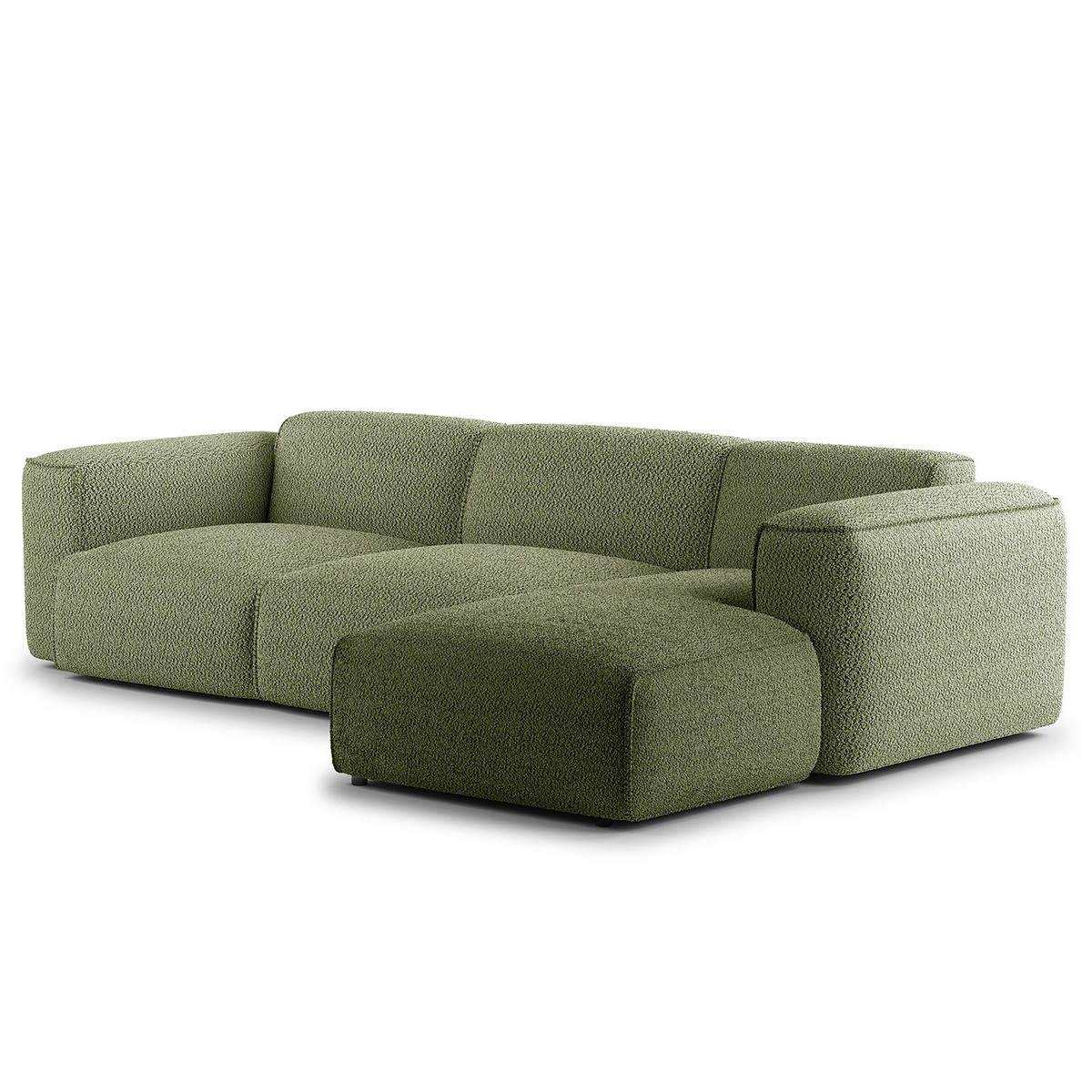 3-SITZER ECKSOFA mit Longchair - Schwarz/Grün, Kunststoff/Textil (284/173cm) - home24