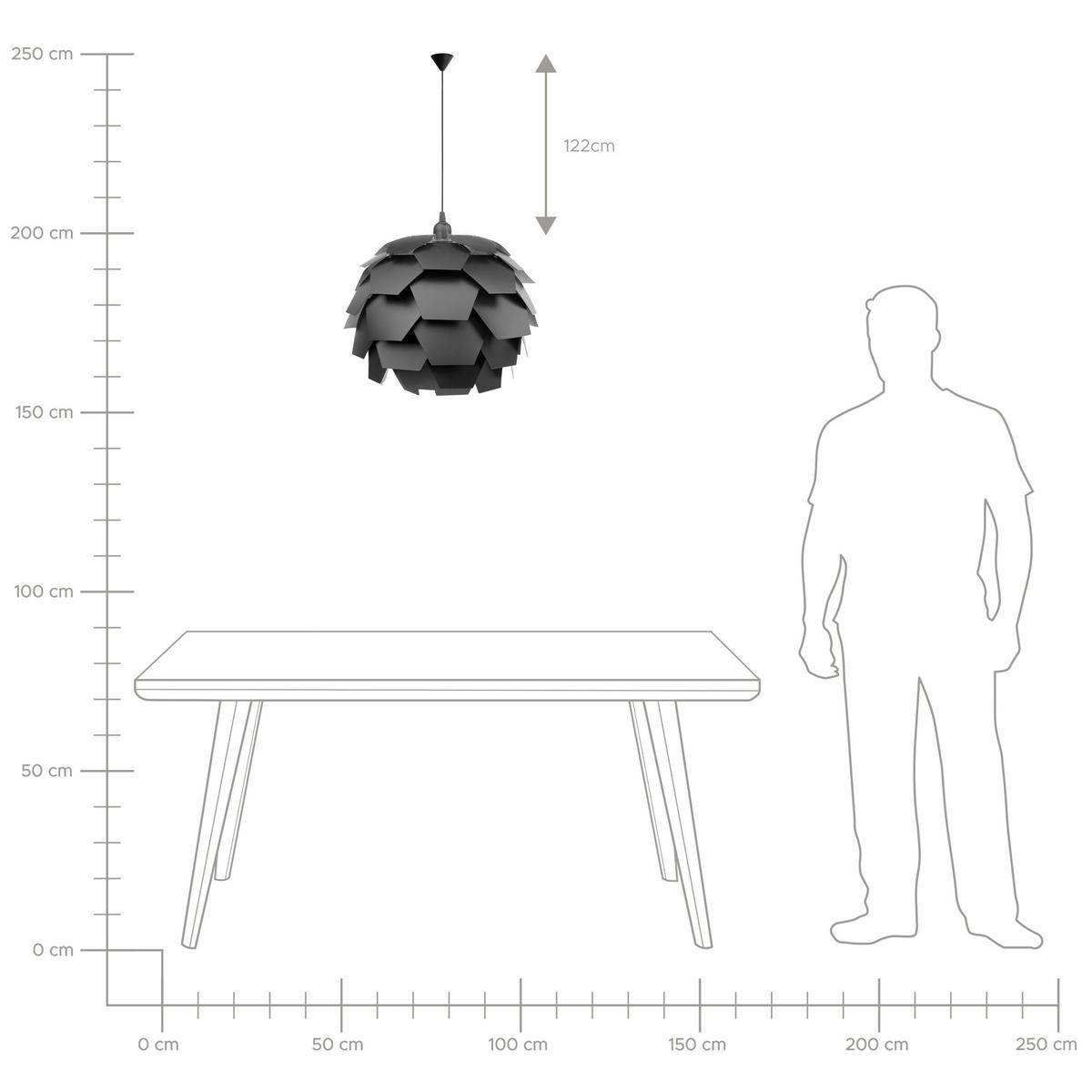HÄNGELEUCHTE Segre 60/60/180 cm - Schwarz, Kunststoff (60/60/180cm) - Beliani