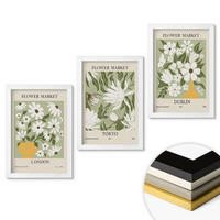 WANDBILDER 3er-Set - 20x30 cm Weißer Rahmen - Blumenmuster London Tokio Dublin - Weiß, Kunststoff (20/30cm) - ArtPrintCave