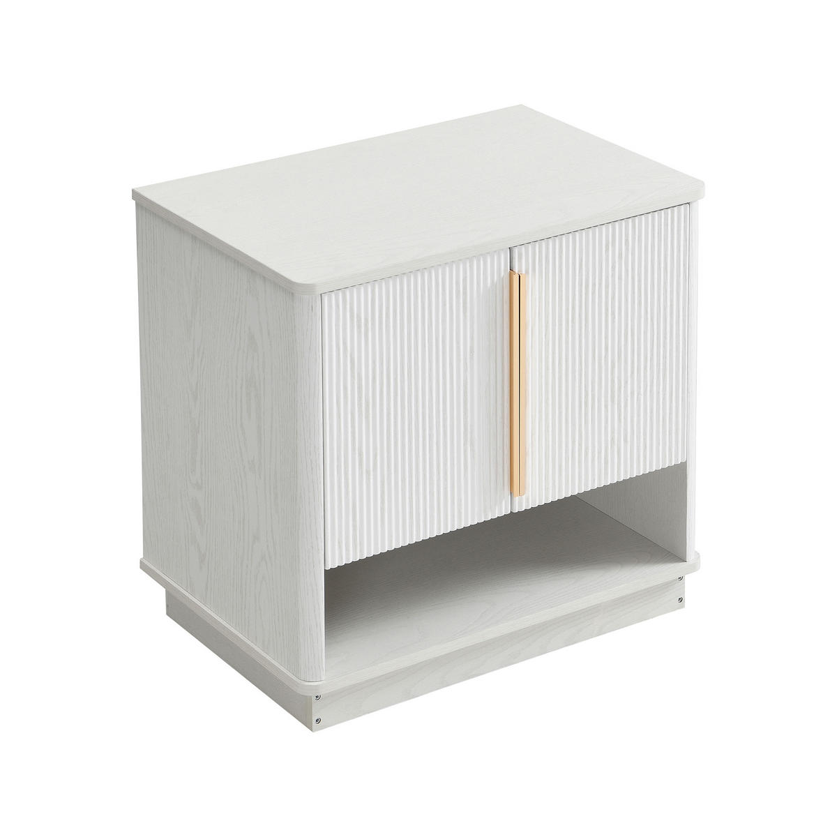 SCHUHSCHRANK 60/40/61 cm Weiß in Holzoptik aus MDF mit 2 Türen und offenem Fach - Weiß, Holzwerkstoff (60/61/40cm) - OKWISH