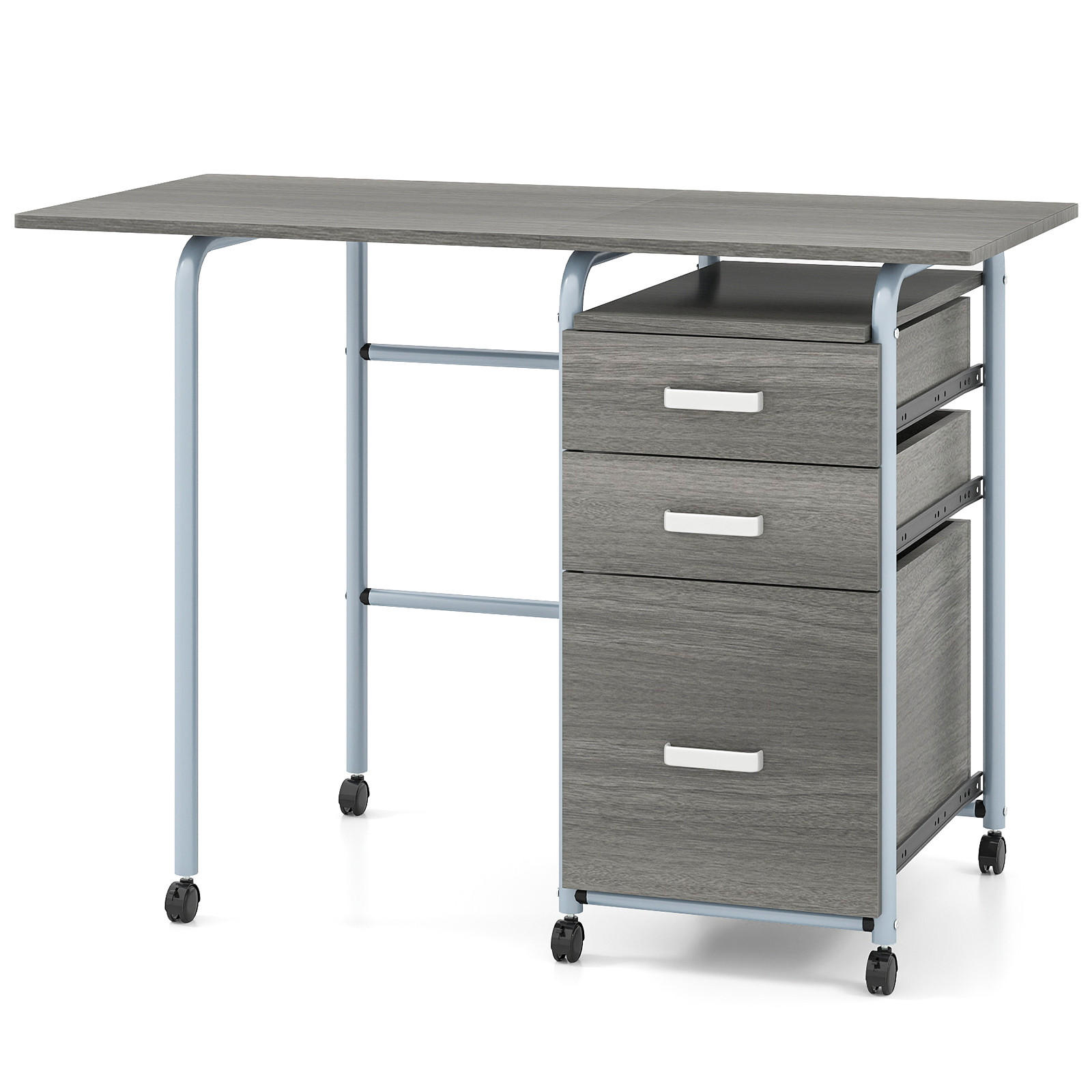 COMPUTERTISCH Grau - Grau, Holzwerkstoff (50/105/74cm) - COSTWAY