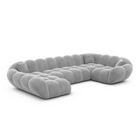 WOHNLANDSCHAFT Liva Hellgrau Samtstoff U-Form XL Links - Hellgrau, Textil (323/70/193cm) - VAROYAL