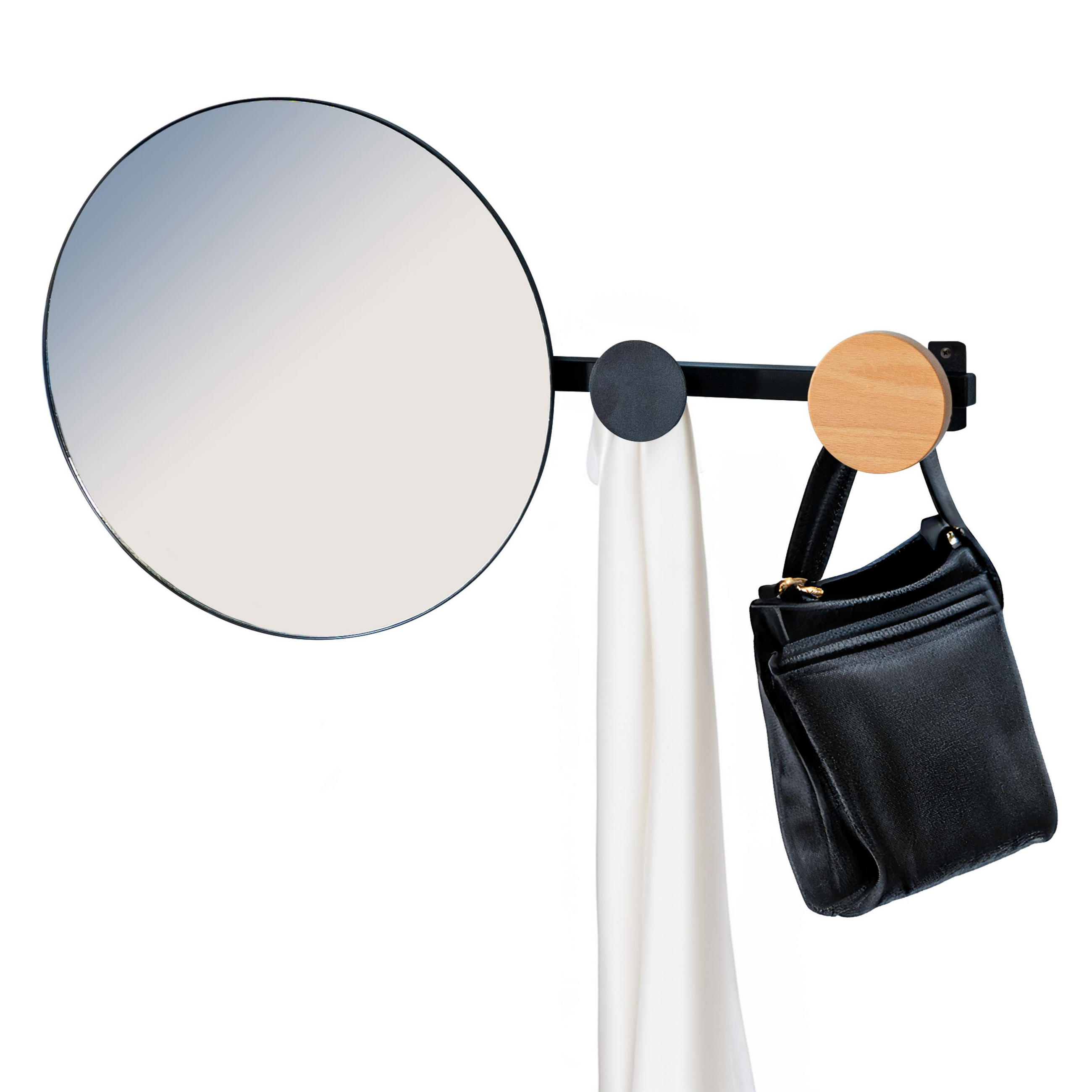 WANDSPIEGEL inkl. Garderobenhaken - Schwarz, Metall (63.5/35.5/5cm) - bremermann