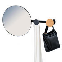 WANDSPIEGEL inkl. Garderobenhaken - Schwarz, Metall (63.5/35.5/5cm) - bremermann