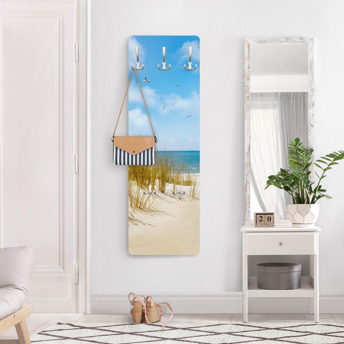 WANDGARDEROBE - Strand an der Nordsee 34/105 cm - Beige, Holzwerkstoff (34/105/1.6cm) - Bilderwelten