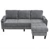 ECKSOFA Gepolstertes 3-Sitzer mit Fußhocker und USB und Typ-C-Anschlüssen Grau Leinen 202/137/80 cm - Grau, Textil (202/137cm) - OKWISH