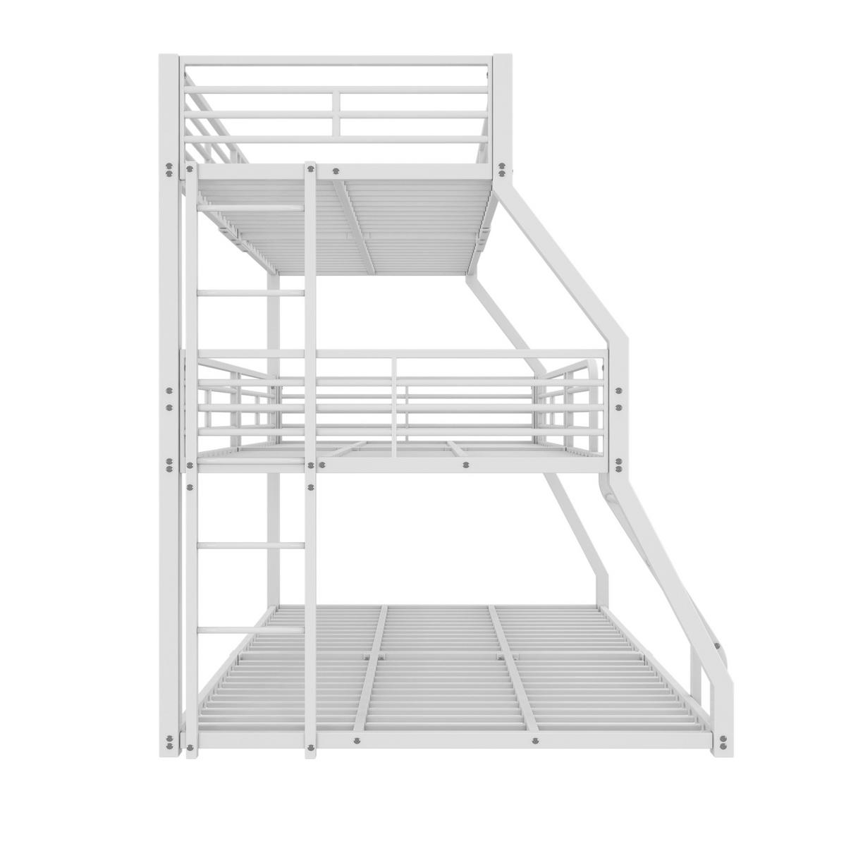 ETAGENBETT 90/200 cm Weiß Metallbettgestell mit Geländern für Kinder - Weiß, Metall (90/200cm) - OKWISH