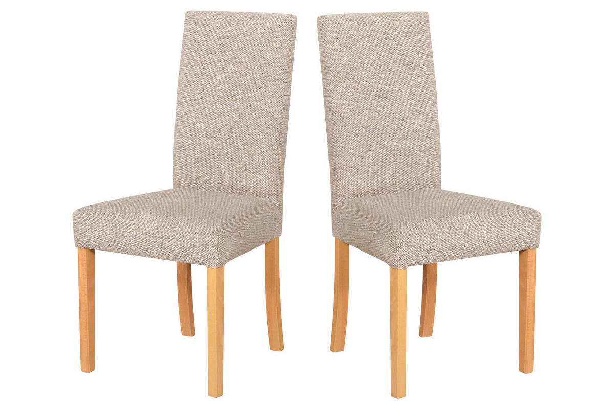 STUHL 2er Set Roma 2, grandson - Beige/Mokka, Holz (46/97/41cm) - Leaf Design