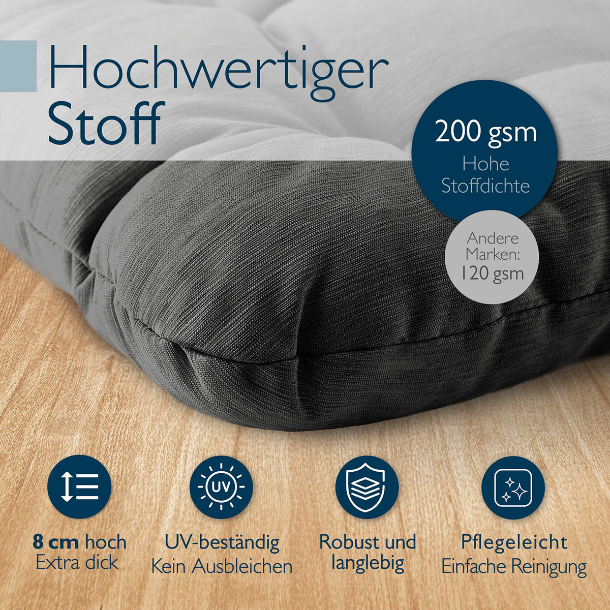 STUHLKISSEN HighLux SK 35/35/8cm Anthrazit (4tlg) - Anthrazit, Textil (35/35/32cm) - Beautissu 