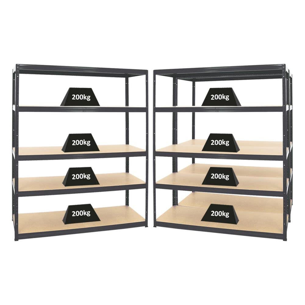 SCHWERLASTREGAL Giant Elephant 3er-Set mit 3x 180x150x60 cm Fachlast 200 kg Schwarz - Schwarz, Metall (450/180/60cm) - PROREGAL