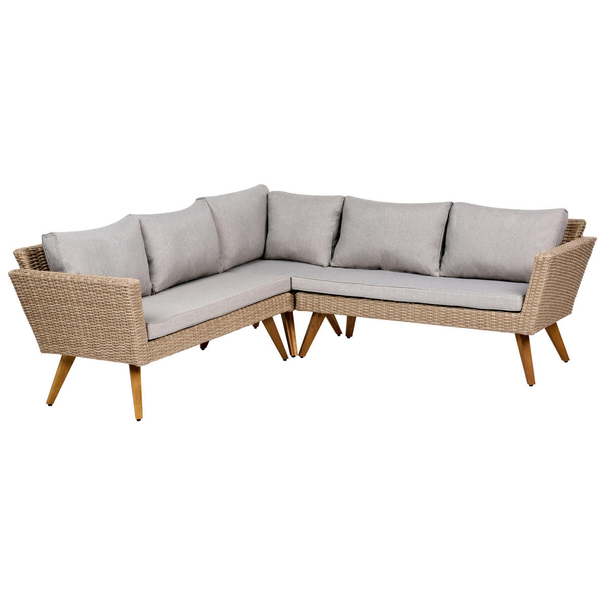 GARTEN-ECKSOFA mit Tisch 6-Sitzer Polyrattan Grau Vittoria - Dunkelgrau/Braun, Kunststoff - Beliani