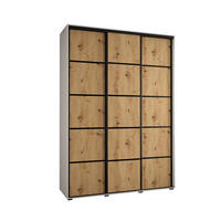 SCHWEBETÜRENSCHRANK 235,2/180/60 3-türig - Schwarz/Weiß, Holz/Metall (180/235/60cm) - Abiks Möbel