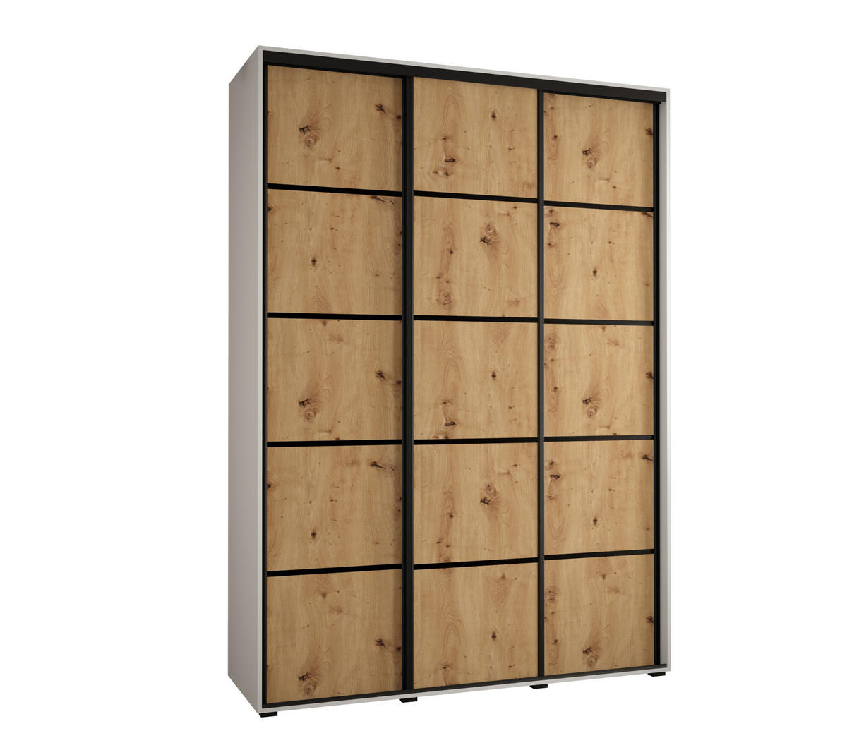 SCHWEBETÜRENSCHRANK 235,2/180/60 3-türig - Schwarz/Weiß, Holz/Metall (180/235/60cm) - Abiks Möbel
