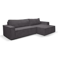 ECKSOFA HUGO XL Schlaffunktion und Bettkasten Cord-Stoff (Dunkelgrau) - Dunkelgrau, Textil (274/142cm) - VENASI MÖBEL