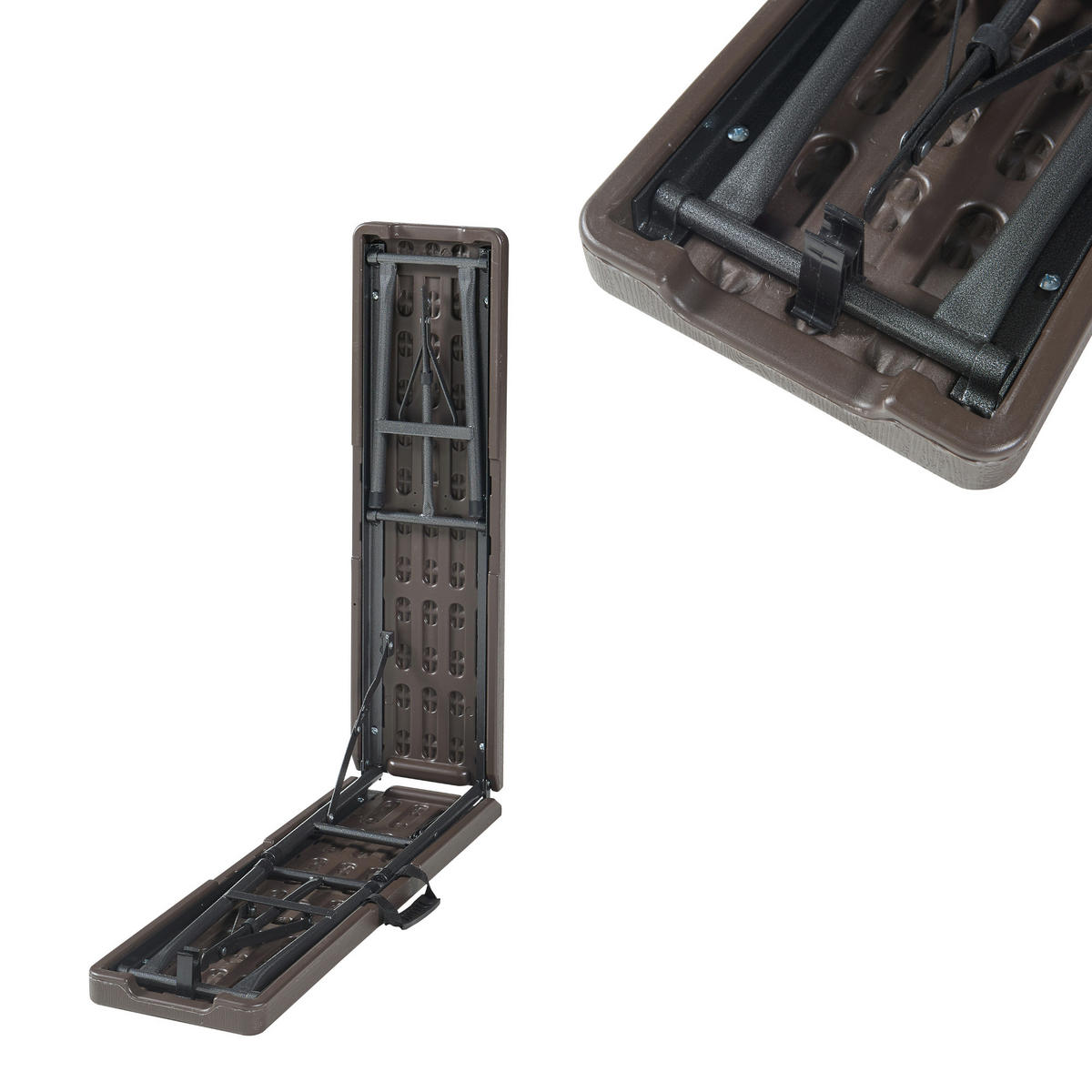 KLAPPBANK Lillestrøm - Dunkelbraun, Kunststoff/Metall (180/43/25cm) - [en.casa]
