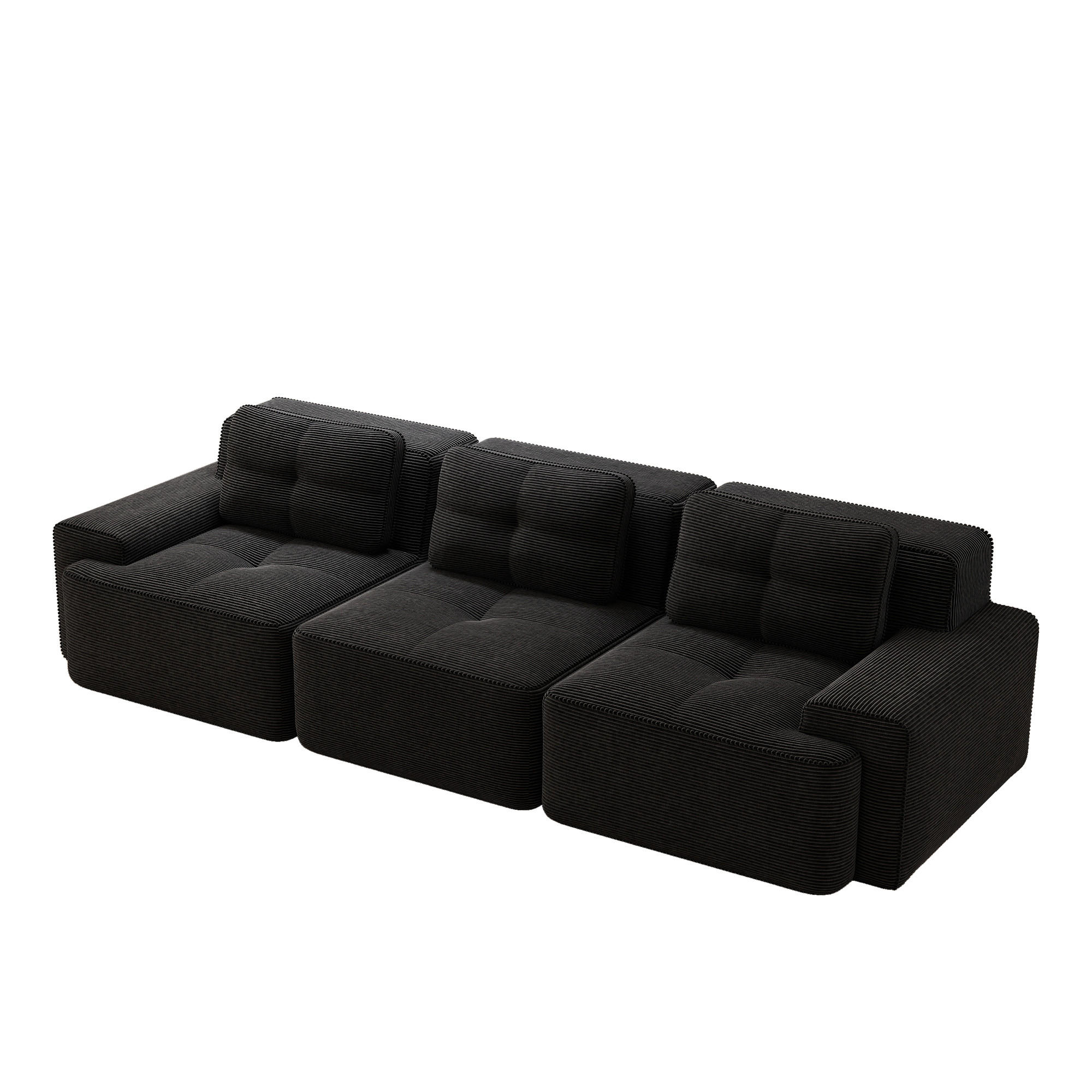 SOFA 293×104×69 cm aus kratzfestem Cordstoff rahmenlos, schwarz - Schwarz, Textil (104/69/293cm) - Luhomfu